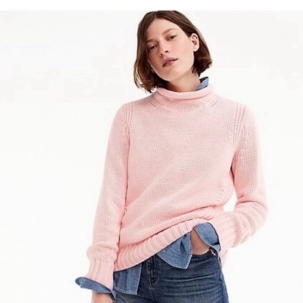 J. Crew Pink Turtleneck Knit Sweater